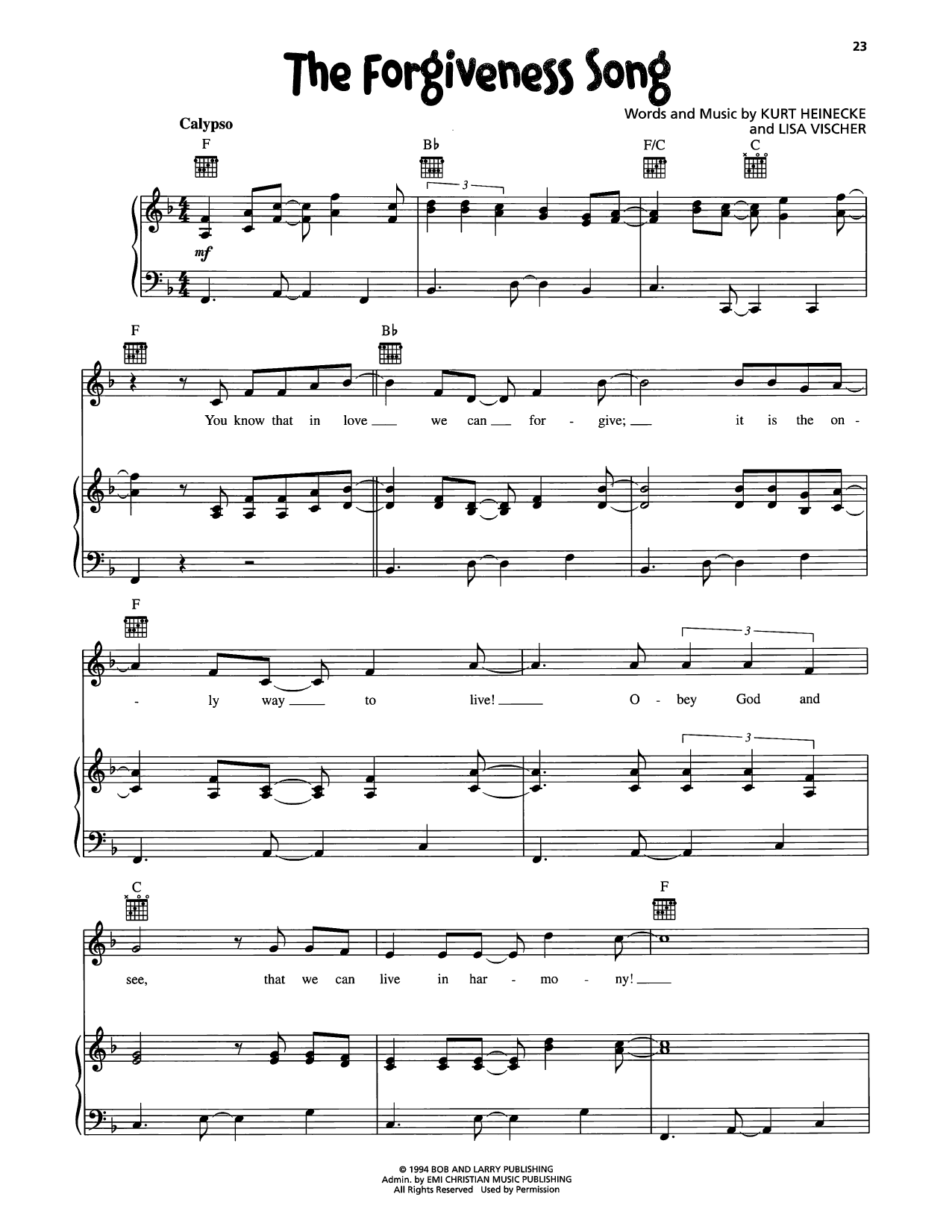 Produktgalerie: Seite 1 von 1 The Forgiveness Song, VeggieTales, Gesang, Gitarre, Klavier