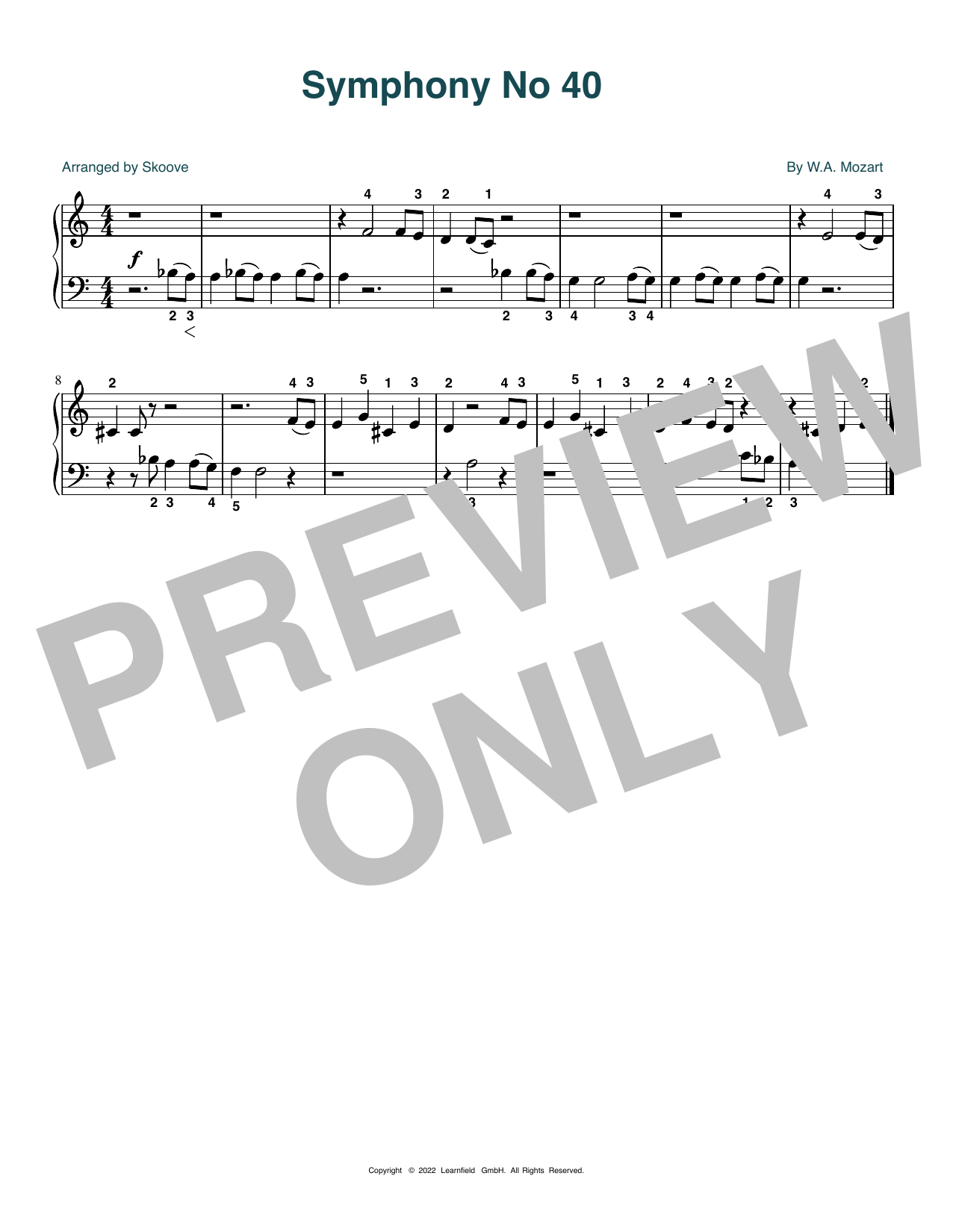 Produktbild zu: Symphony No. 40 (arr. Skoove)