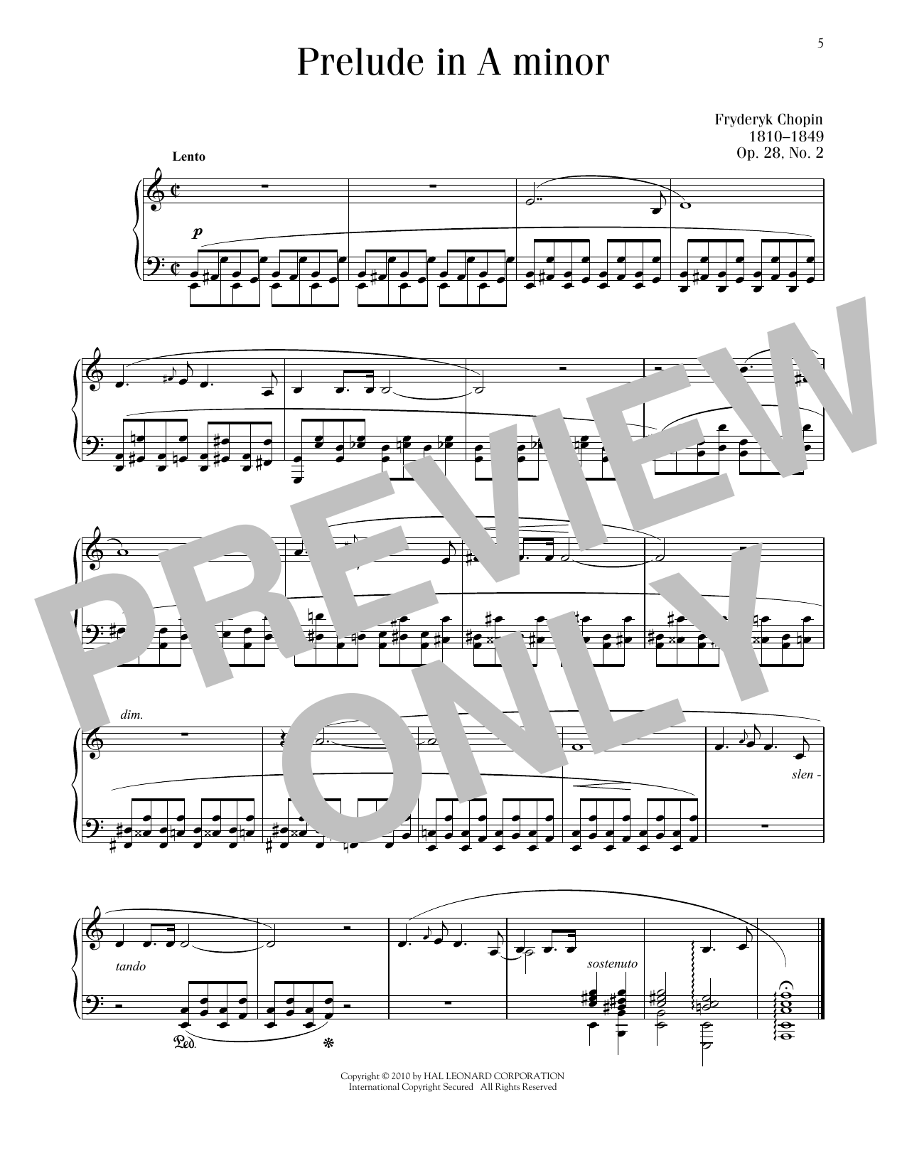 Product picture to: Prelude In A Minor, Op. 28, No. 2