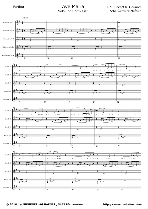 Product gallery: Page 1 of 11 Ave Maria, , (Clarinet Quintet)