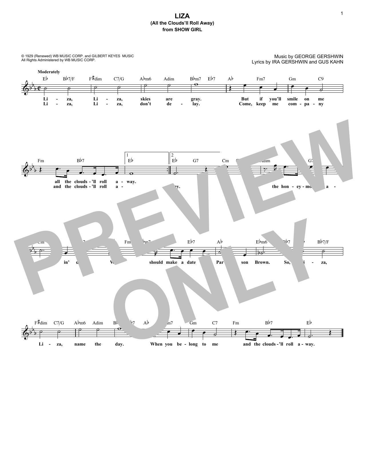 Product gallery: Page 1 of 1 Liza (All The Clouds'll Roll Away), George Gershwin