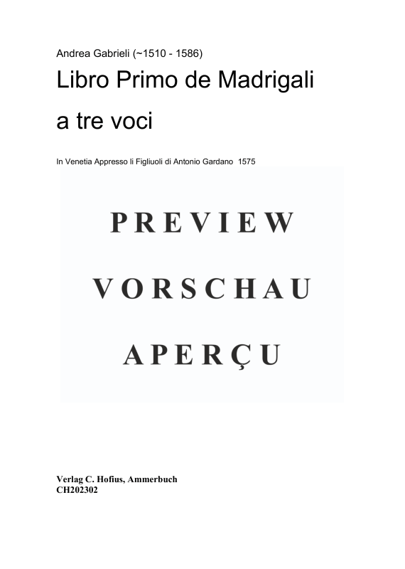gallery: Libro Primo de Madrigali a tre voci (1575), , (Gemischter Chor 3-stimmig SSB)