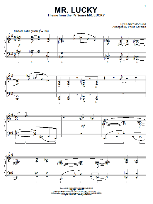 Product gallery: Page 1 of 1 Mr. Lucky (arr. Phillip Keveren), Henry Mancini