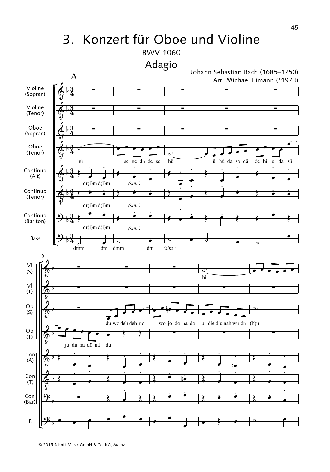 Produktgalerie: Seite 1 von 1 Concerto for Oboe and Violin (Adagio), Johann Sebastian Bach, Chor