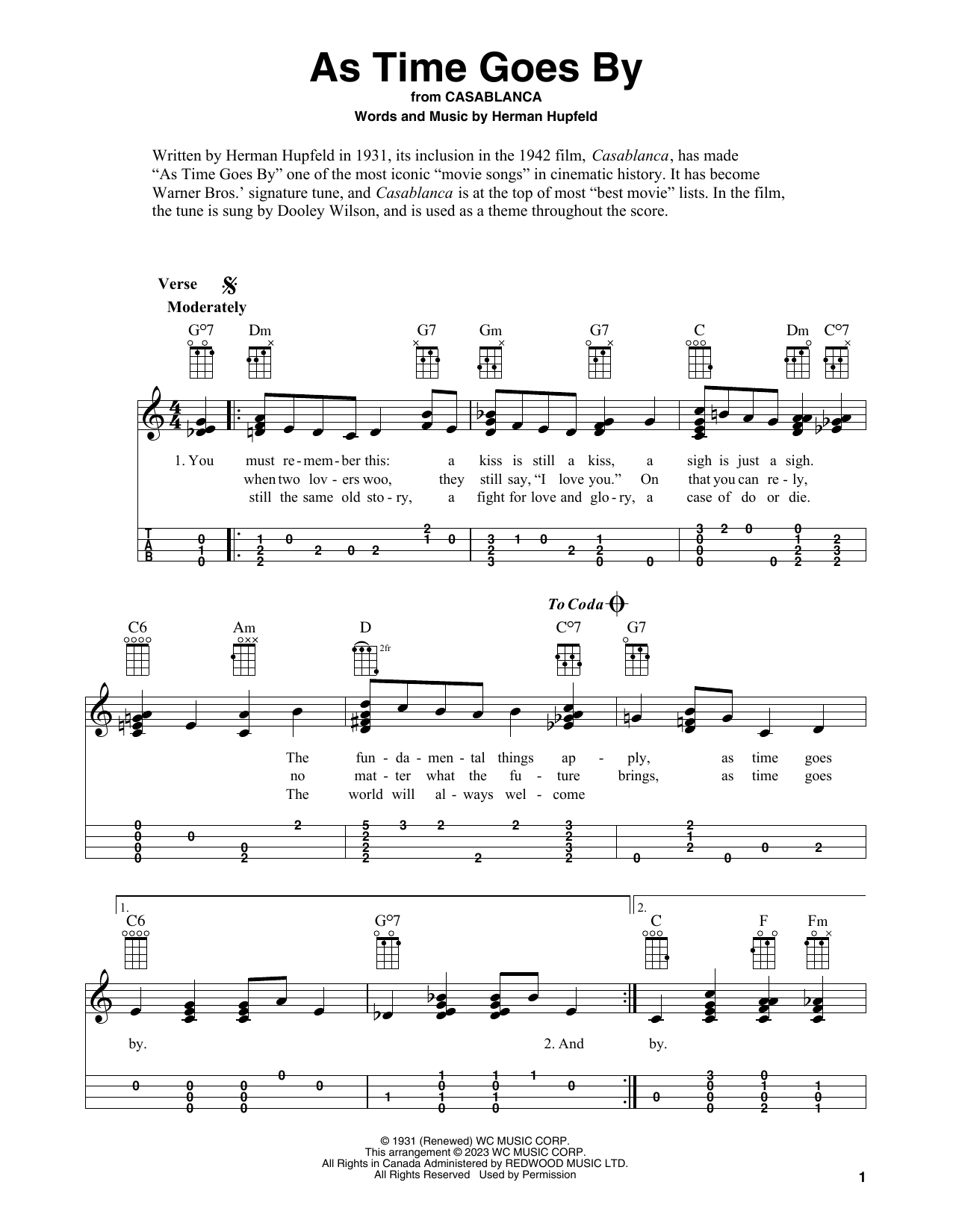 Product gallery: Page 1 of 1 As Time Goes By (from Casablanca), Herman Hupfeld