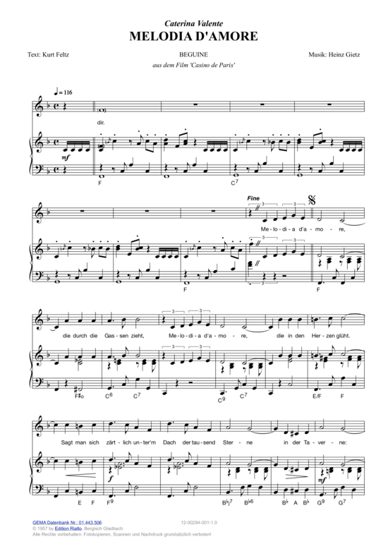 Produktbild zu: Melodia d'amore Caterina Valente