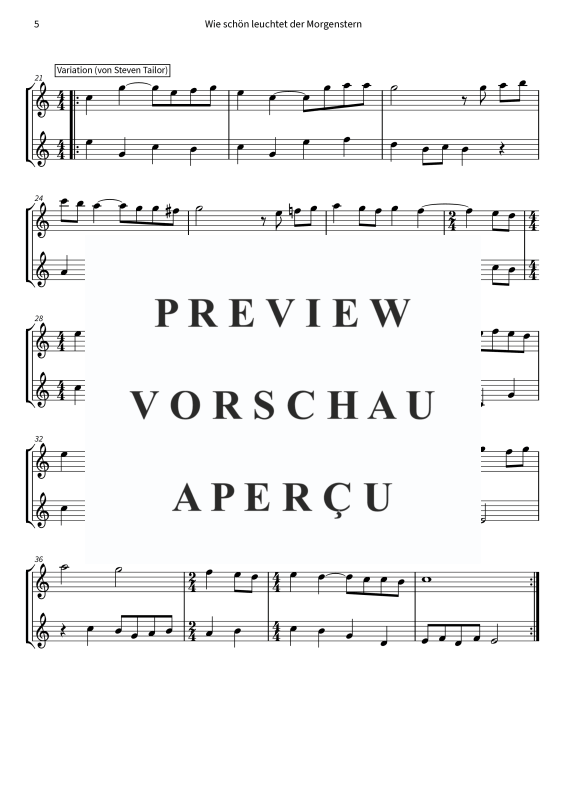 Produktgalerie: Seite 7 von 9 Wie schön leuchtet der Morgenstern - aus dem Album Barock und Jazz zum Fest, , Saxophon Duett für 2x Altsaxophon in Es