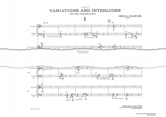 Produktgalerie: Seite 1 von 1 Variations And Interludes, Ursula Mamlok, Percussion