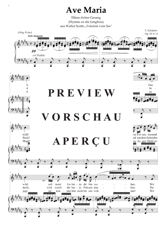 gallery: Ave Maria (Ellens Gesang III) , ,  D 839 in H-Dur (Gesang hoch + Klavier)