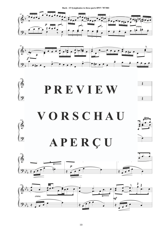 Produktgalerie: Seite 11 von 11 15 Symphonien zu drei Stimmen, , Klavier Solo - aus dem Klavierbüchlein von Wilhelm Friedemann Bach