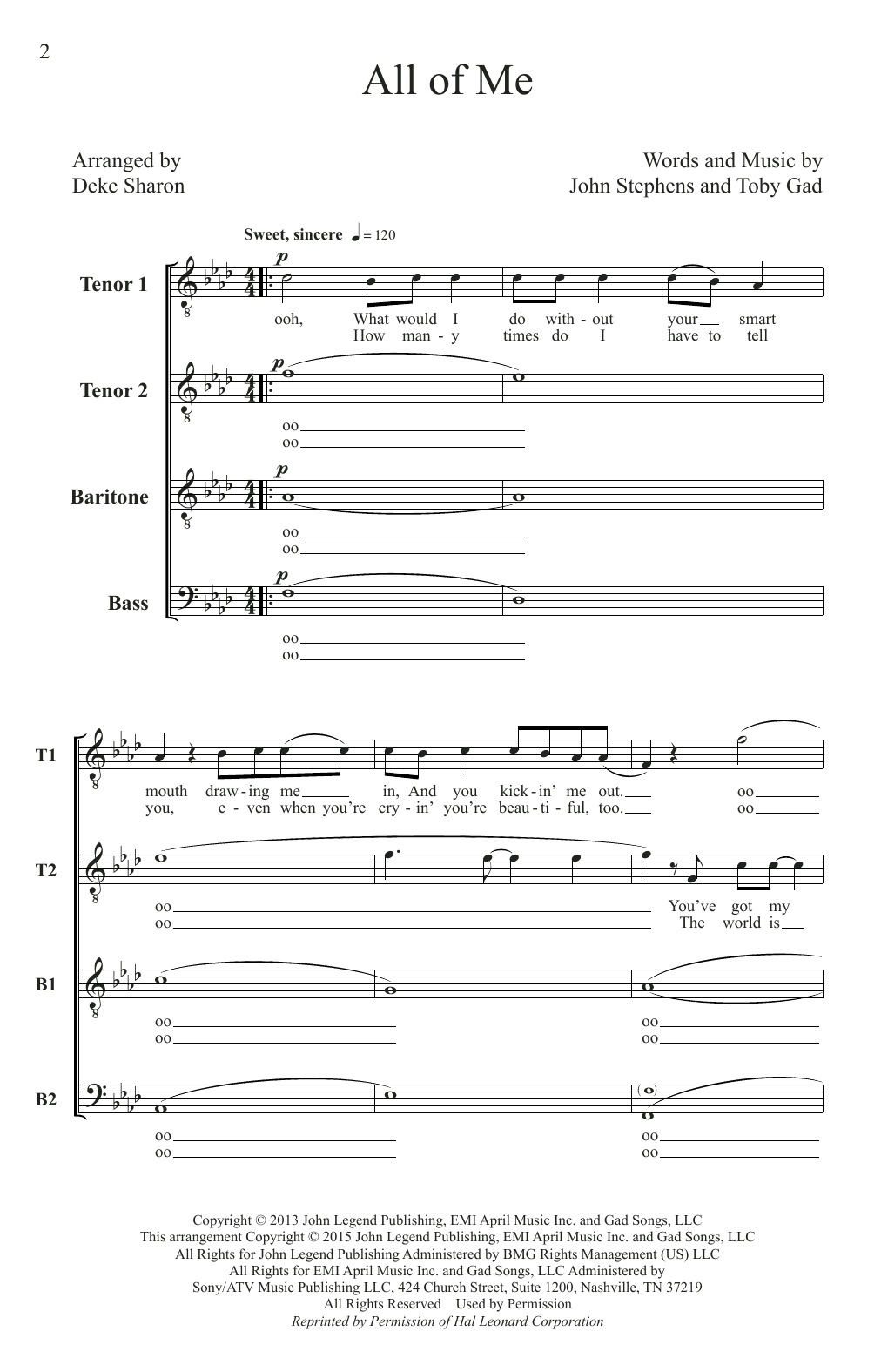 Product picture to: All Of Me (arr. Deke Sharon)