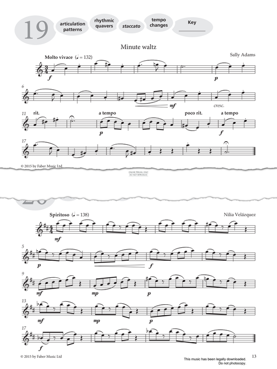 Product gallery: Page 1 of 1 Study No.20 Spiritoso (from 'More Graded Studies For Flute Book One'), Nilia Velázquez