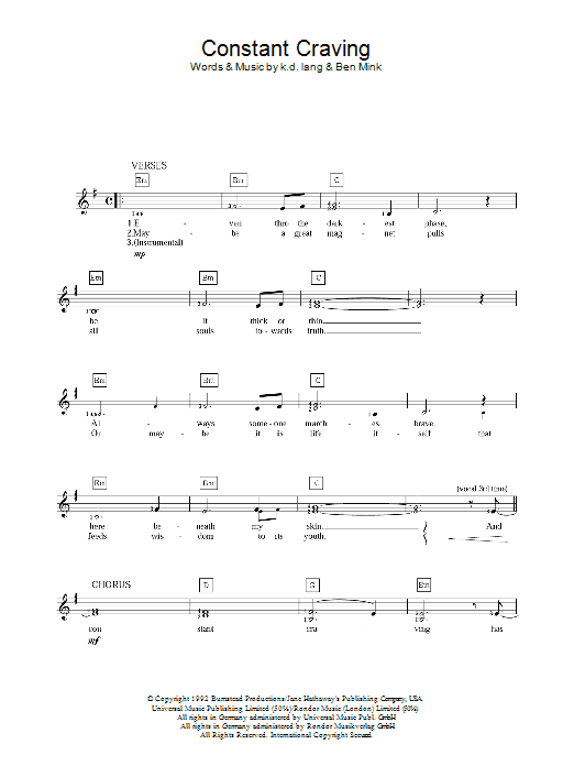 Produktgalerie: Seite 1 von 1 Constant Craving, k.d. lang, Klavier
