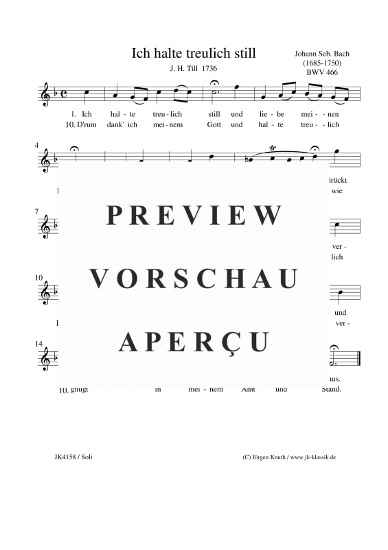 gallery: Ich halte treulich still BWV 466, , Gesang und Klavier