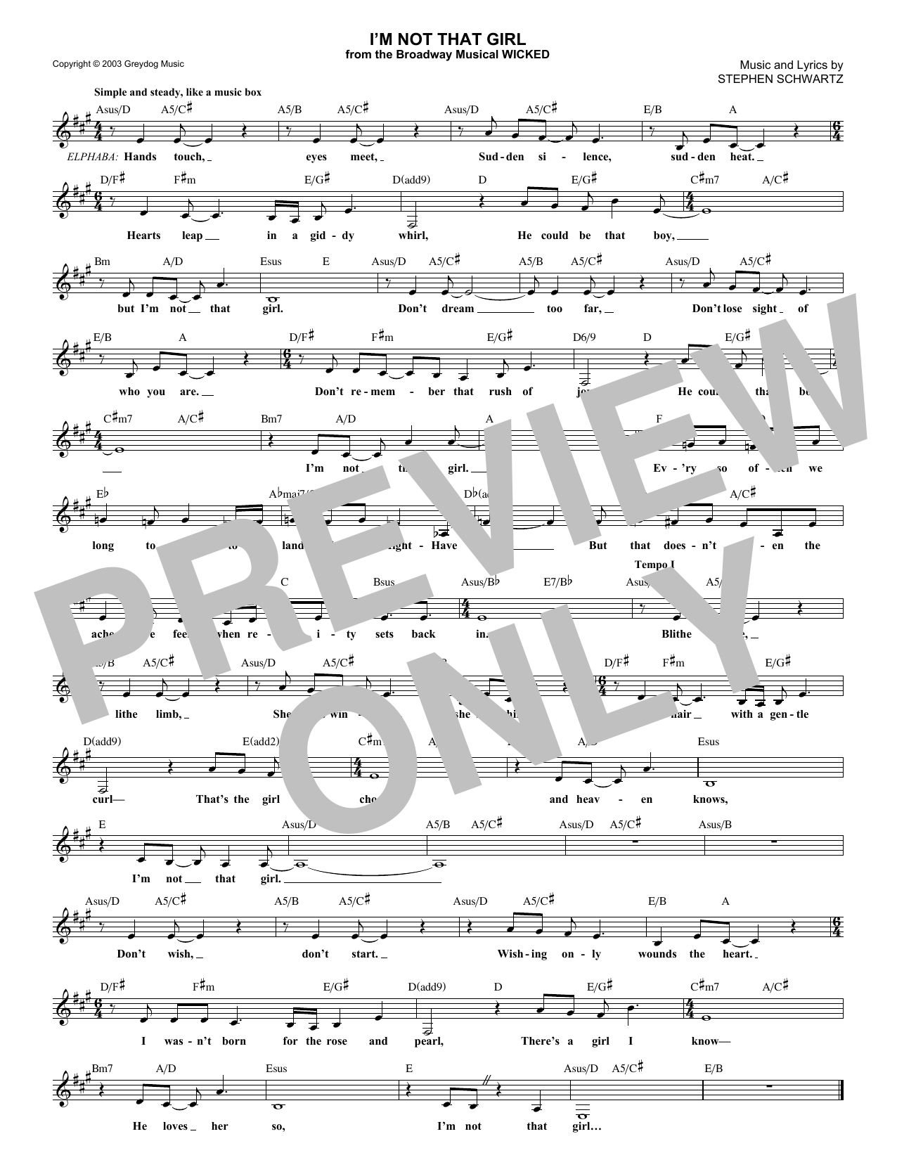 Produktbild zu: I'm Not That Girl (from Wicked)