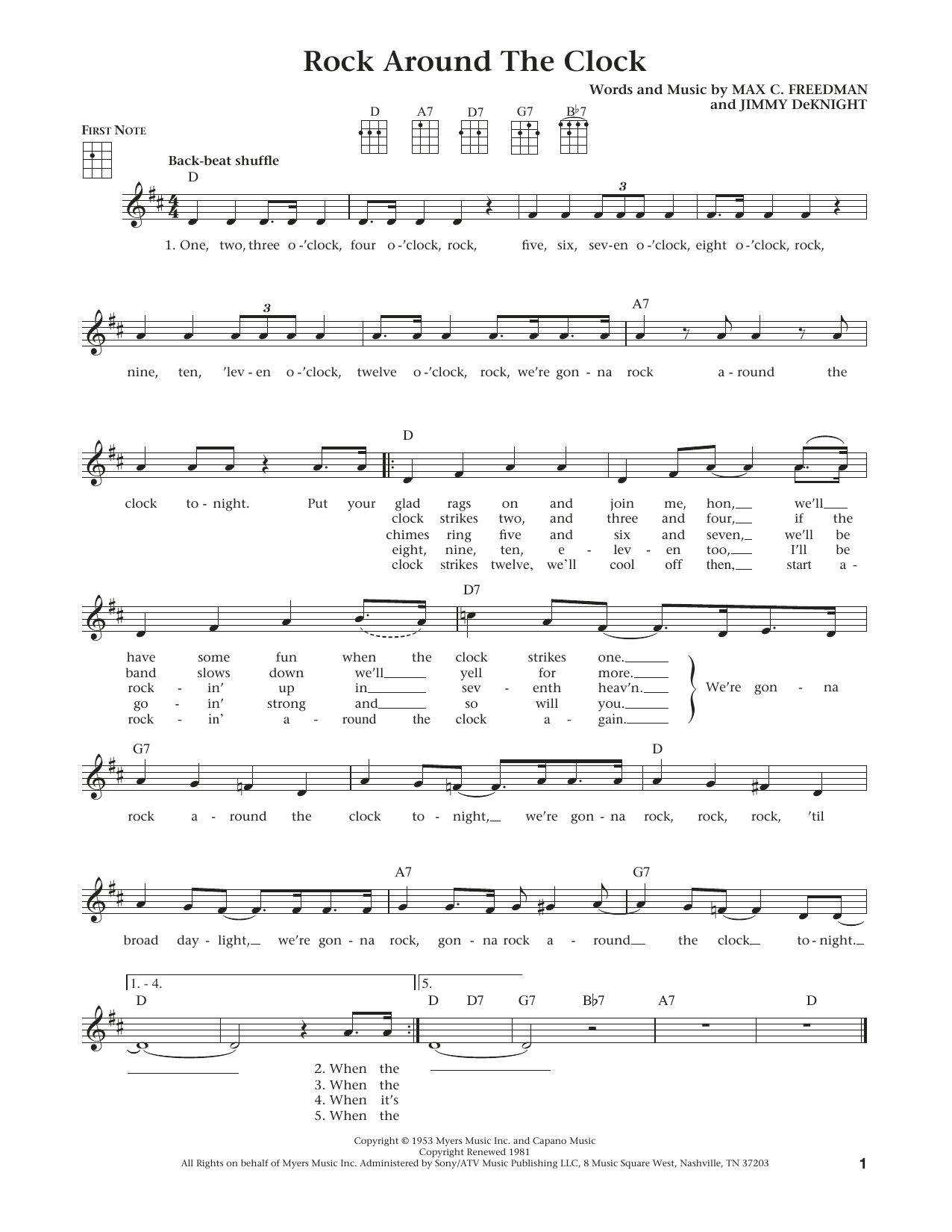Product gallery: Page 1 of 1 Rock Around The Clock (from The Daily Ukulele) (arr. Liz and Jim Beloff), Bill Haley & His Comets