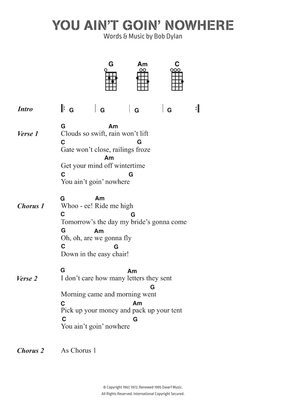 Produktgalerie: Seite 1 von 1 You Ain't Goin' Nowhere, Bob Dylan, Gesang, Gitarre, Klavier
