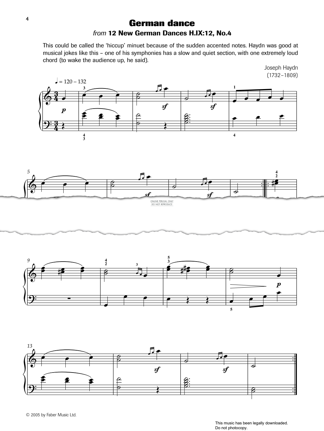 Produktgalerie: Seite 1 von 1 German Dance (from 12 New German Dances H.IX:12, No.4), Joseph Haydn, Klavier