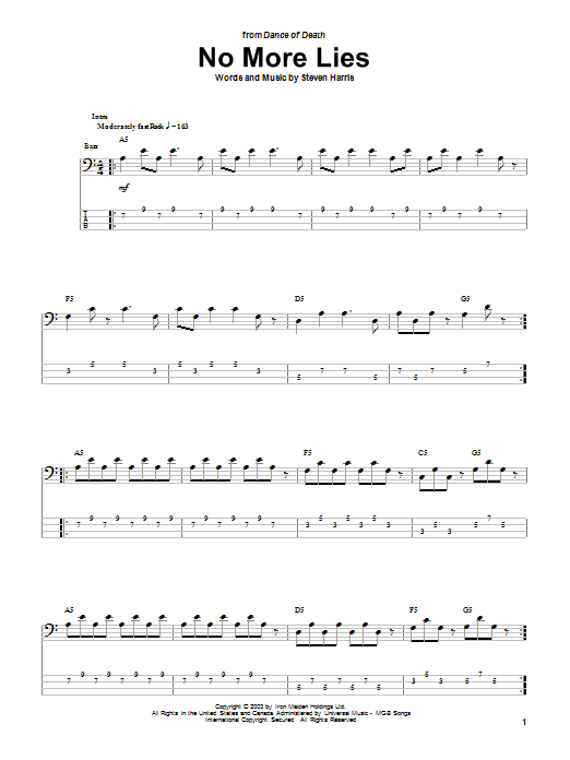 Produktgalerie: Seite 1 von 1 No More Lies, Iron Maiden, E-Bass