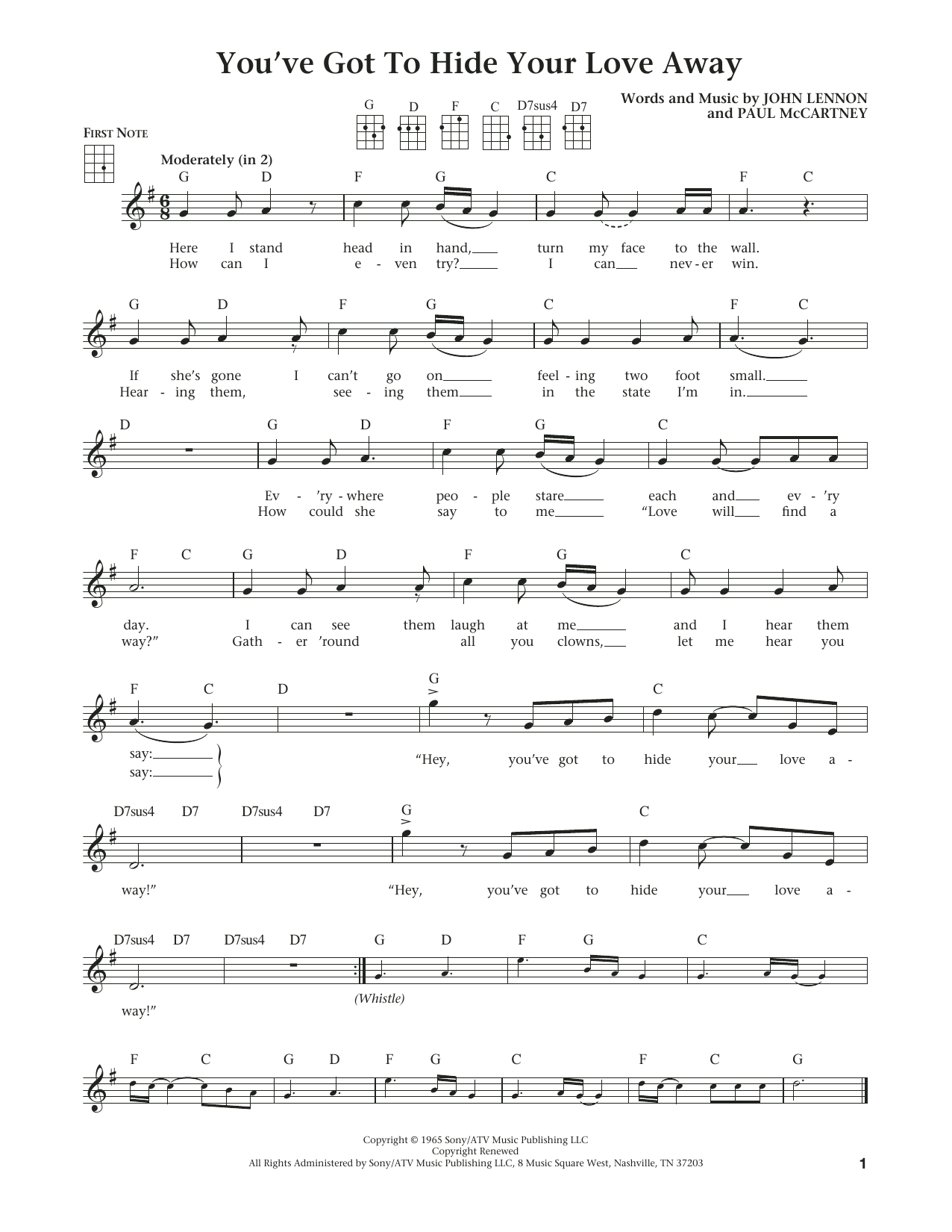 Product gallery: Page 1 of 1 You've Got To Hide Your Love Away (from The Daily Ukulele) (arr. Liz and Jim Beloff), The Beatles