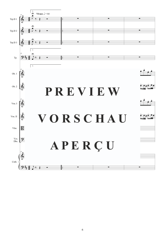 Produktgalerie: Seite 7 von 11 Orchester Suite Nr. 3 D-Dur BWV 1068, , Orchester 3 Trompeten, 3 Oboen, Pauken, Streicher und Cembalo BC