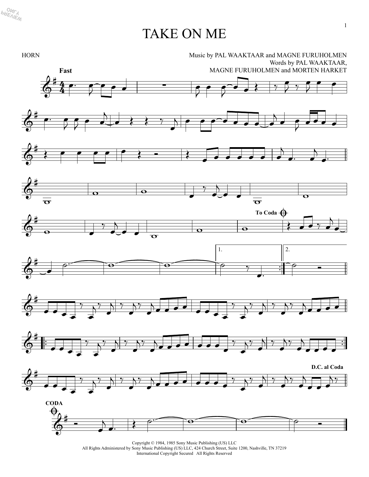 Produktgalerie: Seite 1 von 1 Take On Me, a-ha, Horn