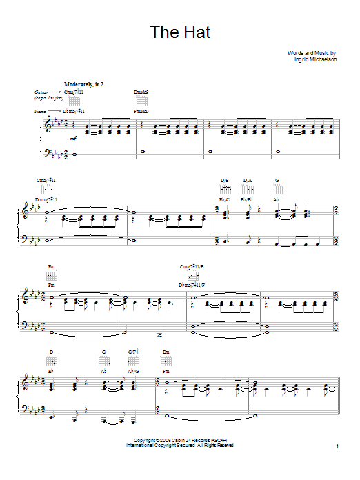 Produktgalerie: Seite 1 von 1 The Hat, Ingrid Michaelson, Gesang, Gitarre, Klavier