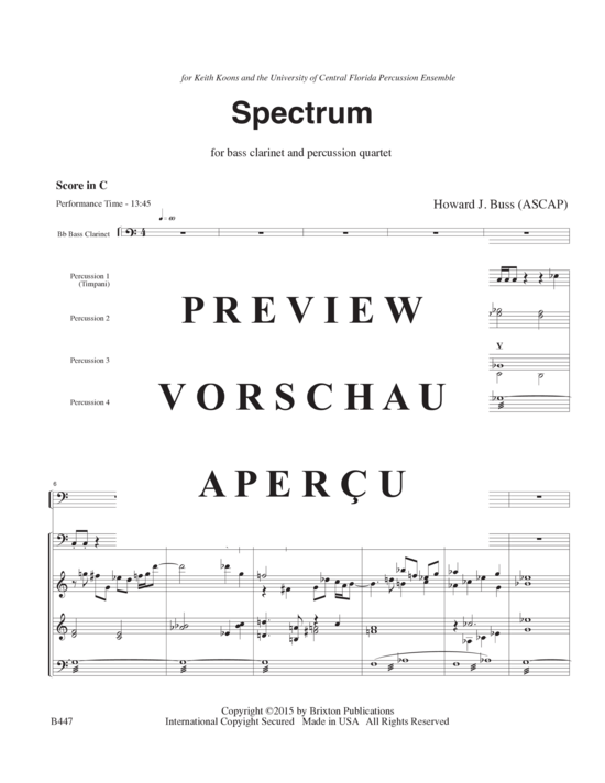 Product gallery: Page 5 of 21 Spectrum , , (bass clarinet solo and 4 percussionists)