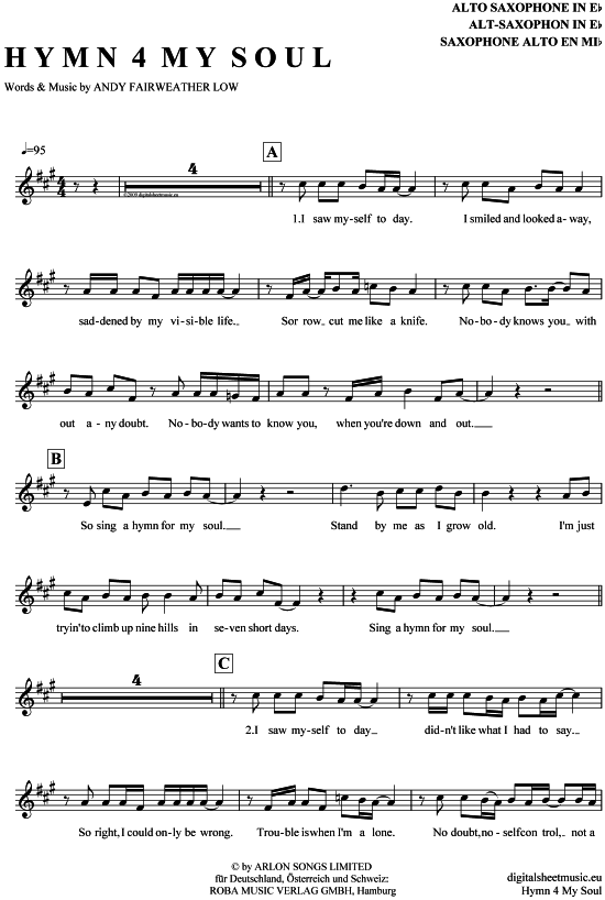 Product gallery: Page 1 of 4 Hymn 4 my soul , Cocker, Joe, Alto Saxophone