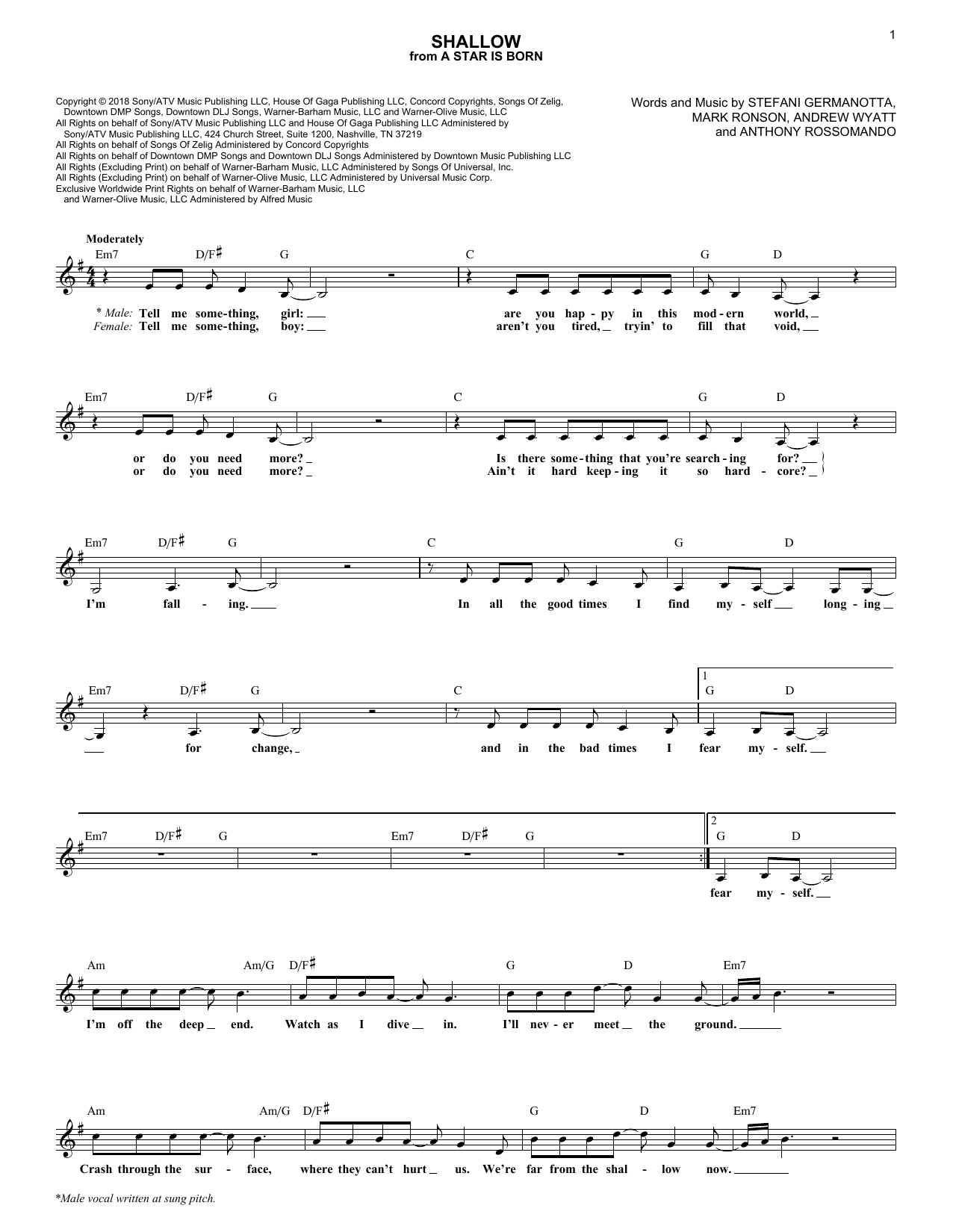 Product picture to: Shallow (from A Star Is Born)