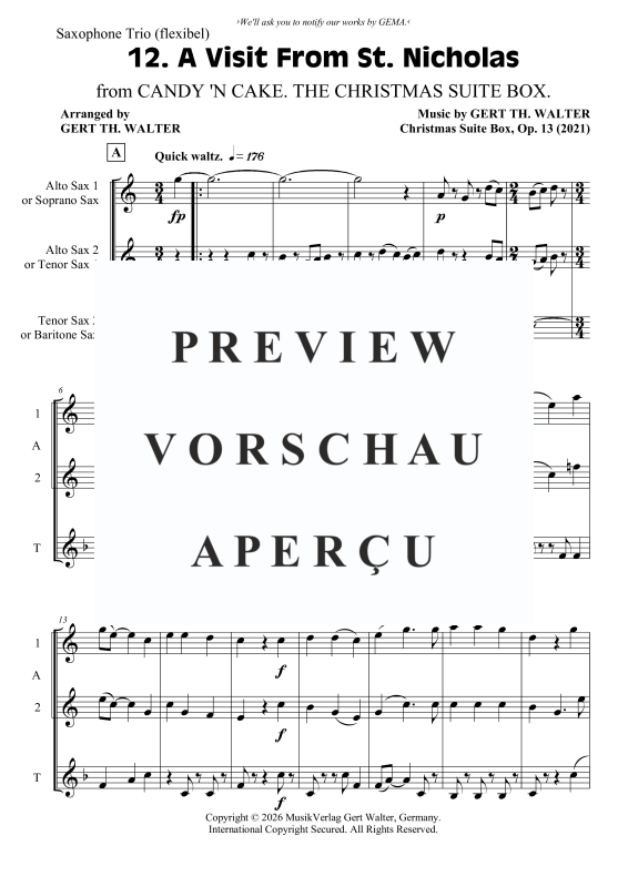 Produktgalerie: Seite 2 von 9 A Visit From St. Nicholas, , Saxophon Trio A/S A/T T/B