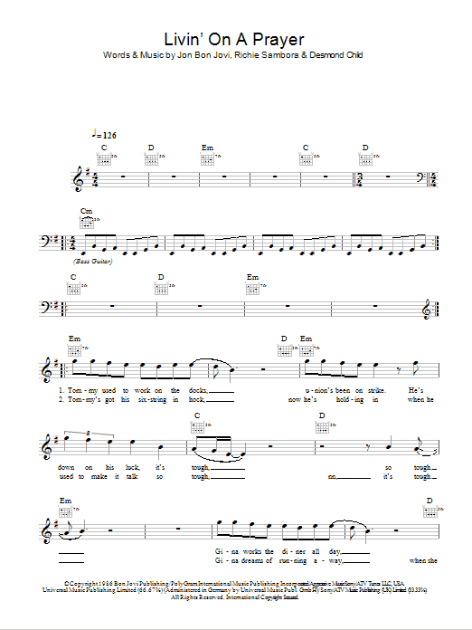 Produktgalerie: Seite 1 von 1 Livin' On A Prayer, Bon Jovi, Melodieinstrument