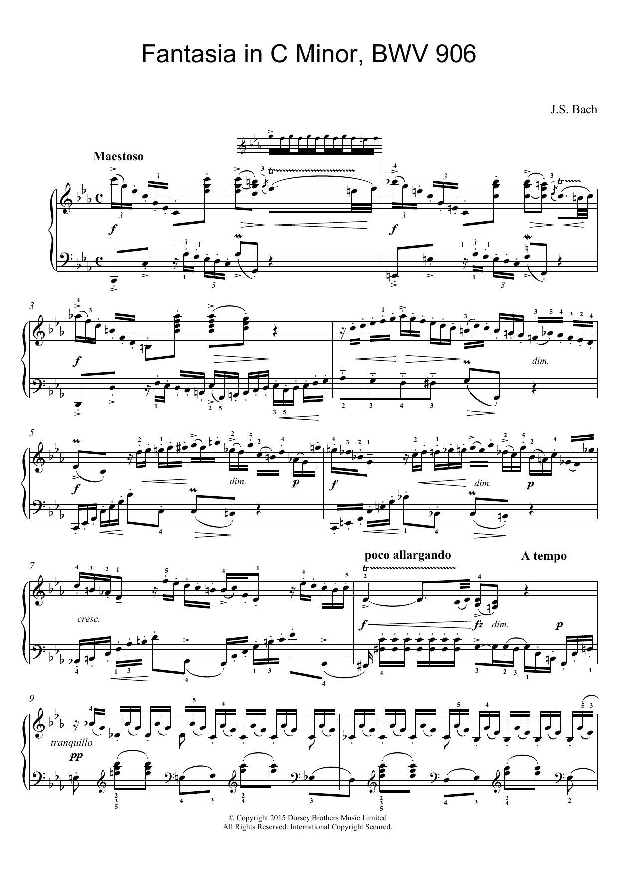 Produktgalerie: Seite 1 von 1 Fantasia in C Minor, BWV 906, Johann Sebastian Bach, Klavier