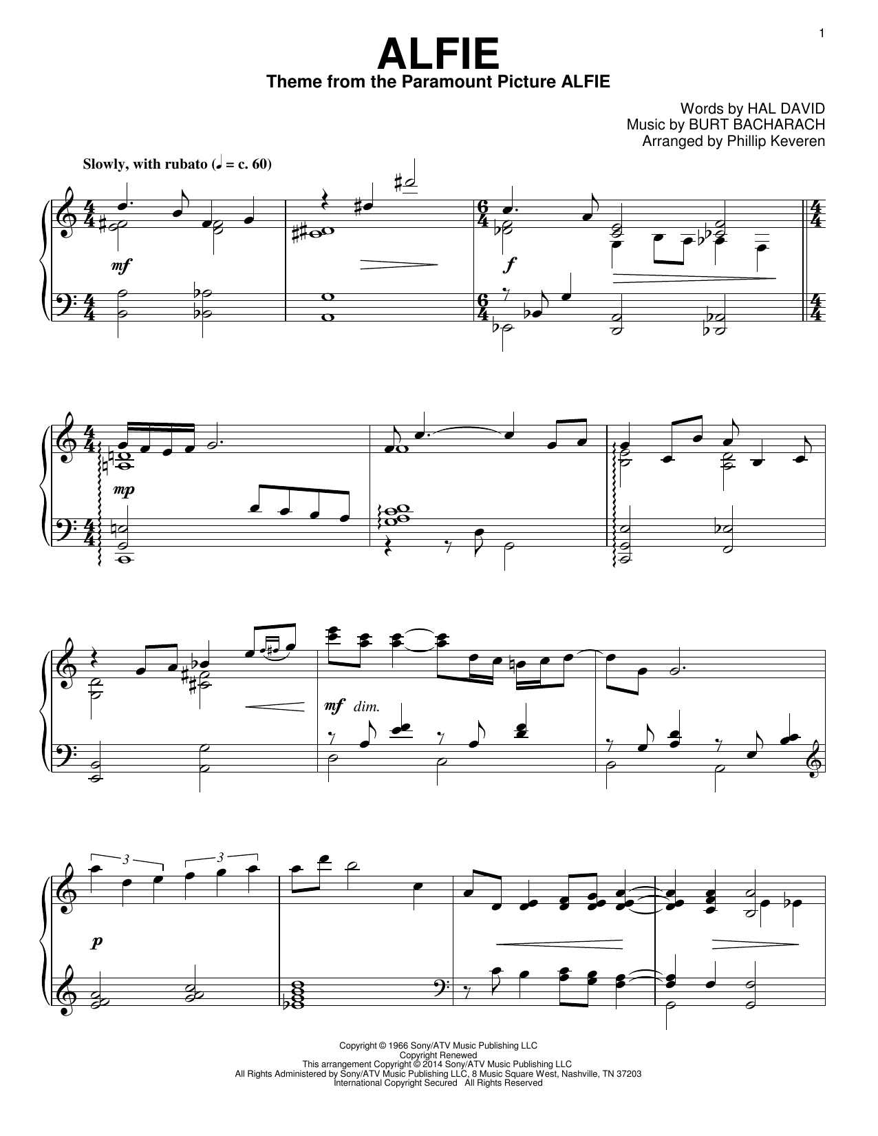 Product picture to: Alfie (arr. Phillip Keveren)