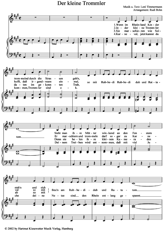 Der Kleine Trommler Text Und Noten Kostenlos Der kleine Trommler - Noten von Leni Timmermann (1901-1992) - 10204-19