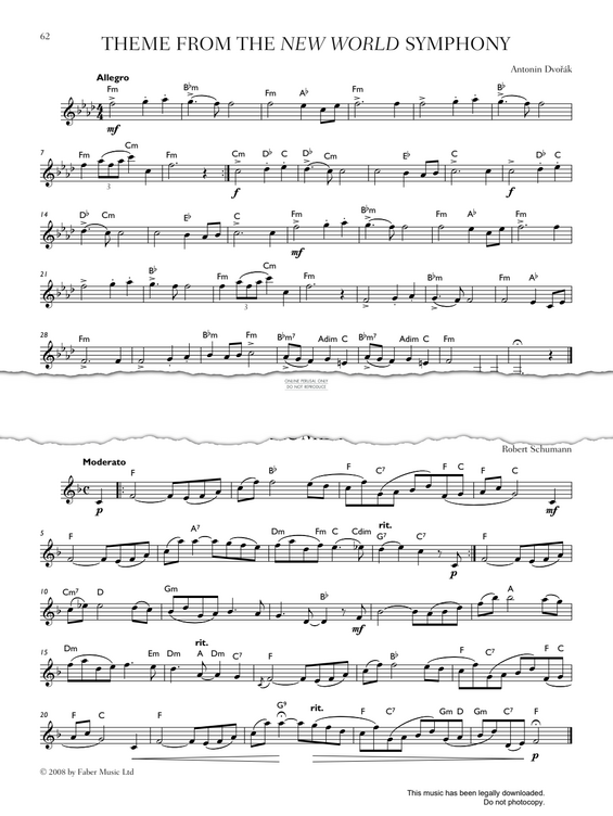 Product gallery: Page 1 of 1 Theme from 'The New World Symphony' (Fourth Movement), Antonín Dvorák