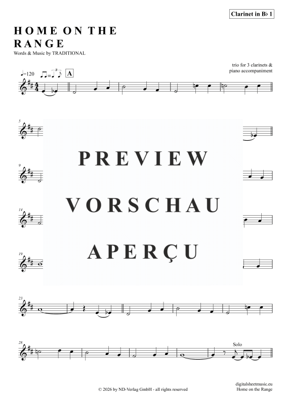 gallery: Home On The Range, American Folk Song, (Klarinetten Trio + Klavier)