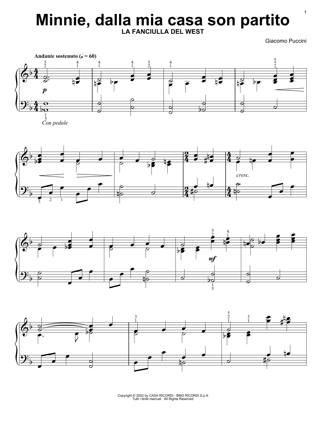 Produktgalerie: Seite 1 von 1 Minnie, Dalla Mia Casa Son Partito, Giacomo Puccini, Klavier