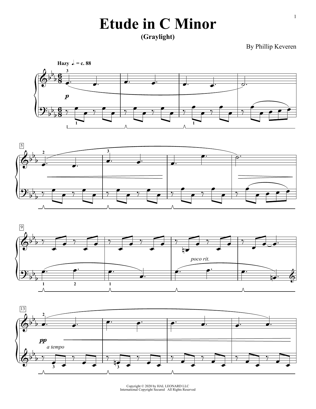 Product gallery: Page 1 of 1 Etude In C Minor (Graylight), Phillip Keveren