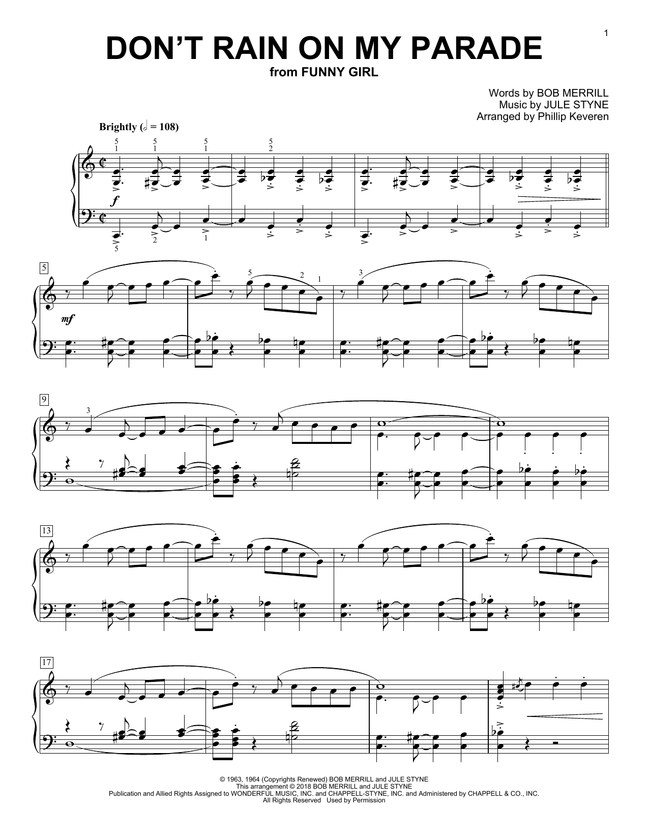 Product gallery: Page 1 of 1 Don't Rain On My Parade (arr. Phillip Keveren), Jule Styne