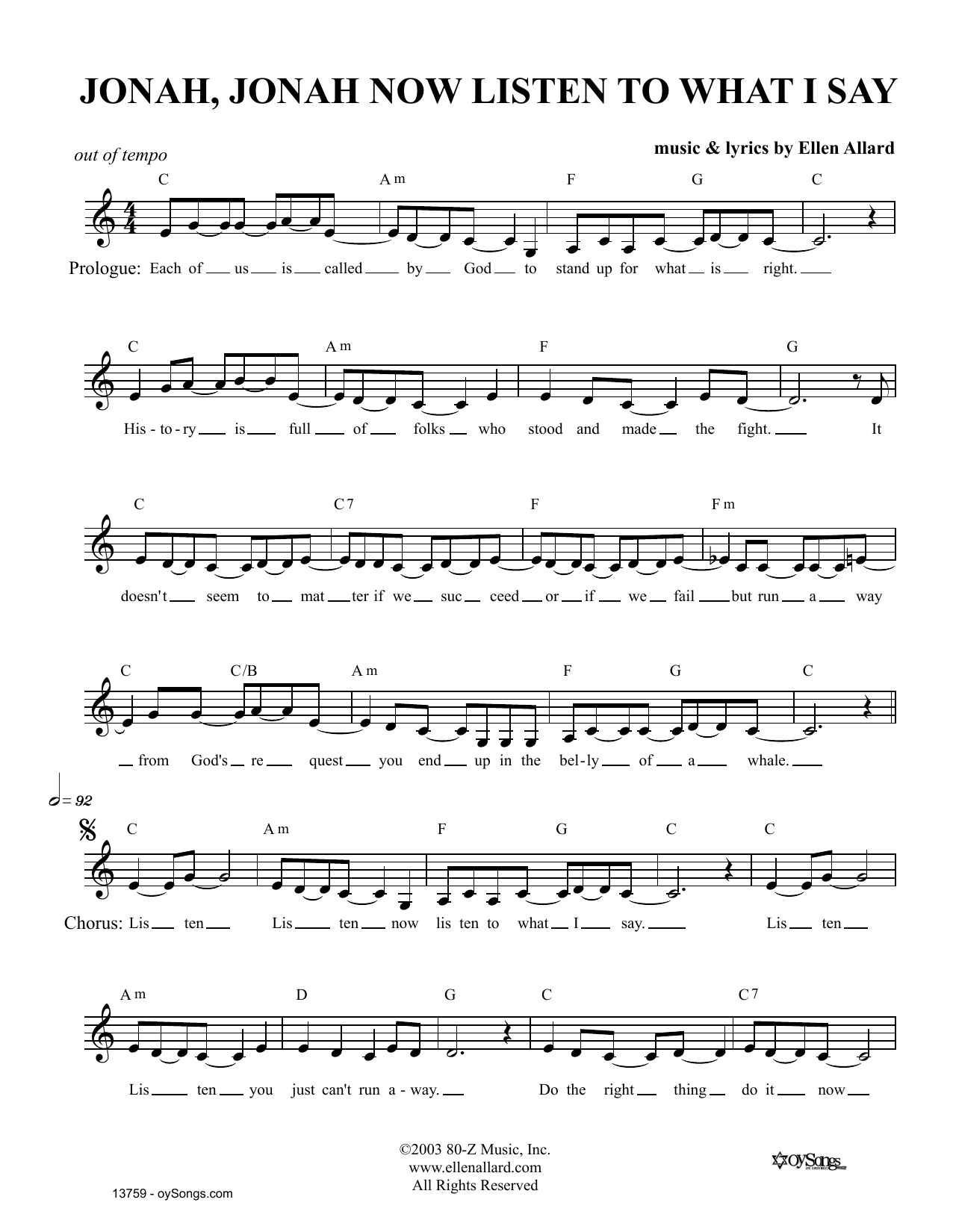 Produktgalerie: Seite 1 von 1 Jonah Listen To What I Say, Ellen Allard, Melodieinstrument