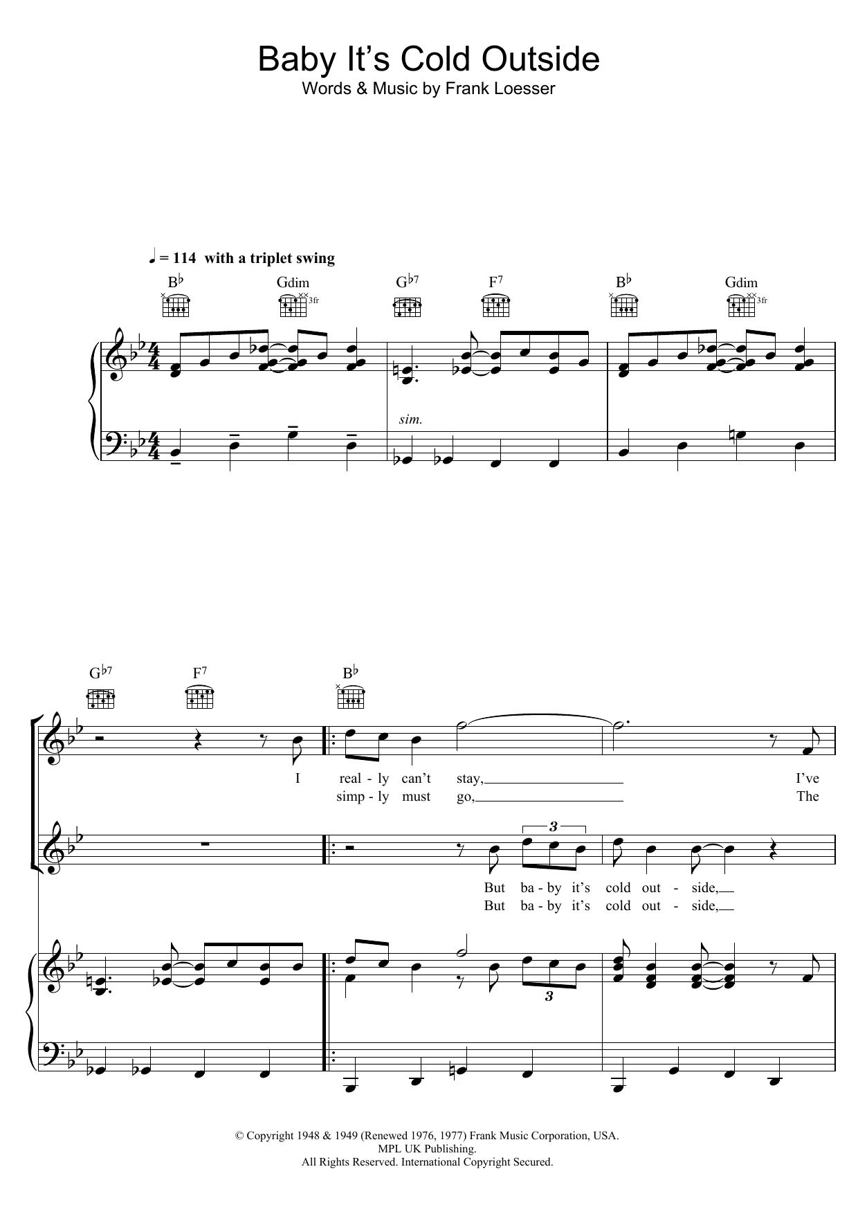 Produktgalerie: Seite 1 von 1 Baby, It's Cold Outside, Louis Jordan, Gesang, Gitarre, Klavier