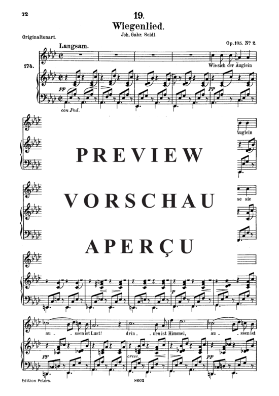 Product gallery: Page 2 of 6 Wiegenlied D.867 Wie sich der Äuglein, , Medium Voice and Piano