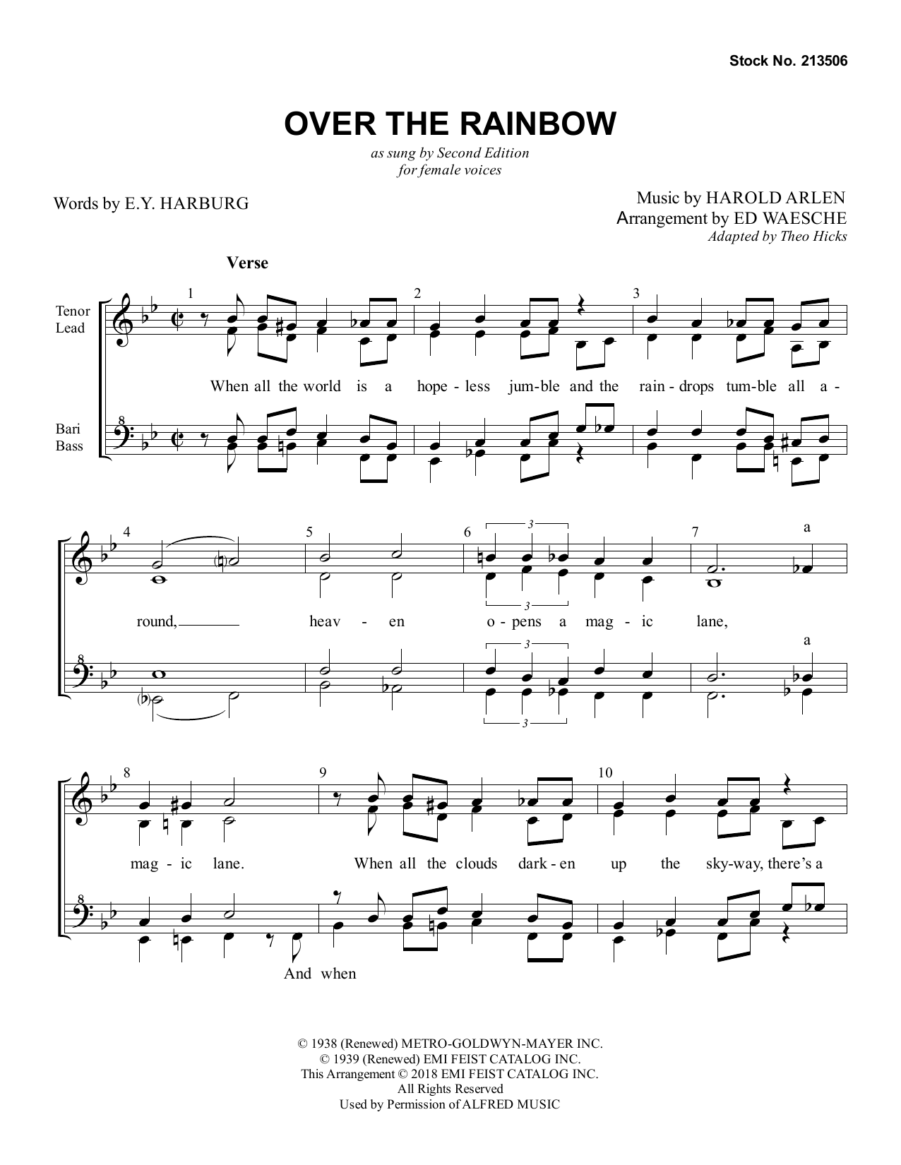 Product gallery: Page 1 of 1 Over The Rainbow (arr. Ed Waesche), Harold Arlen & E.Y. Harburg