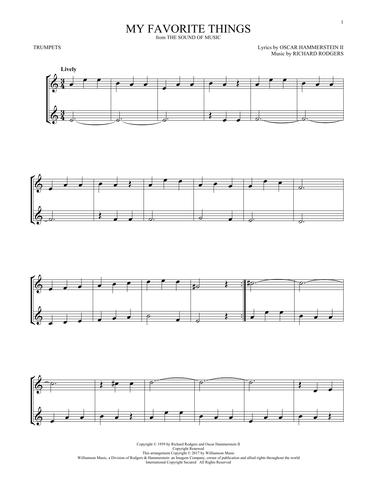 Produktgalerie: Seite 1 von 1 My Favorite Things (from The Sound Of Music), Rodgers & Hammerstein, Trompete