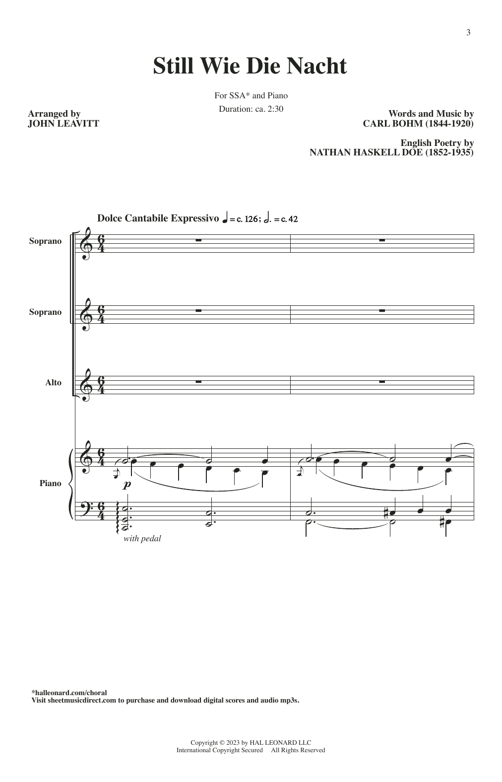 Product gallery: Page 1 of 1 Still Wie Die Nacht (Calm As The Night) (arr. John Leavitt), Bohm, Carl