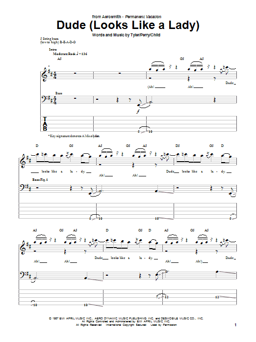 Produktgalerie: Seite 1 von 1 Dude (Looks Like A Lady), Aerosmith, E-Bass