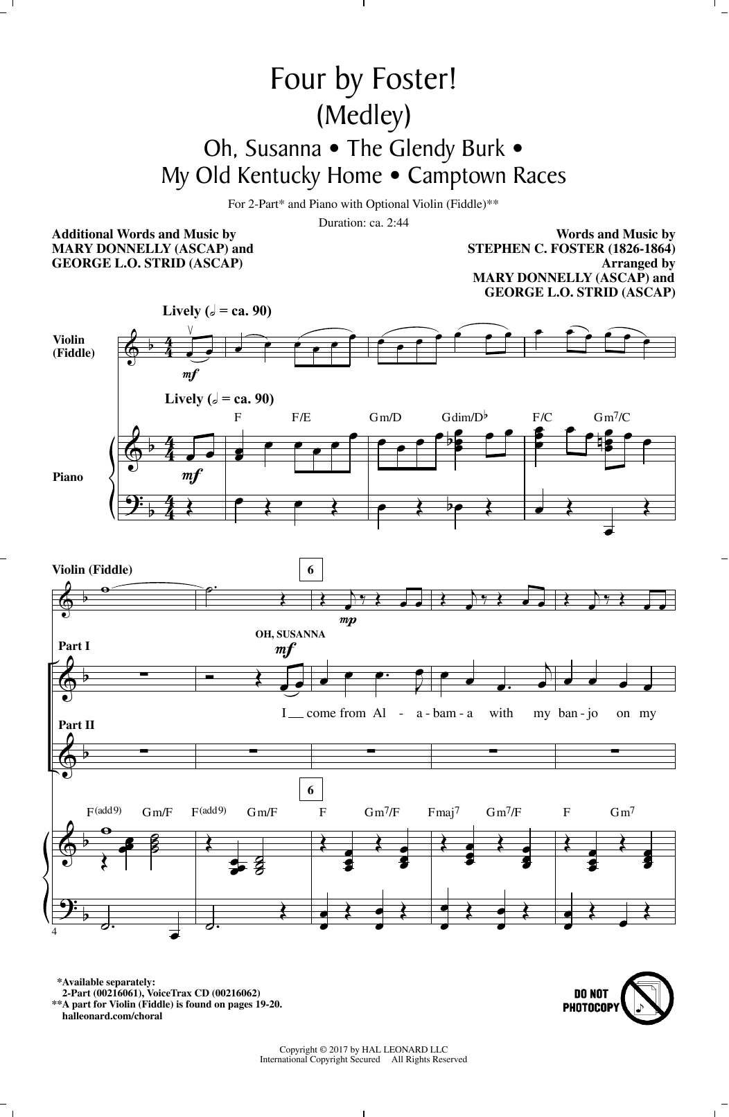 Produktbild zu: Four by Foster! (Medley) (arr. Mary Donnelly and George L.O. Strid)