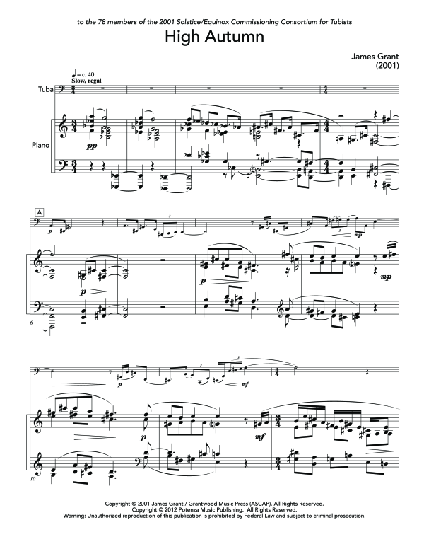 Product gallery: Page 1 of 11 High Autumn, , (tuba and piano)