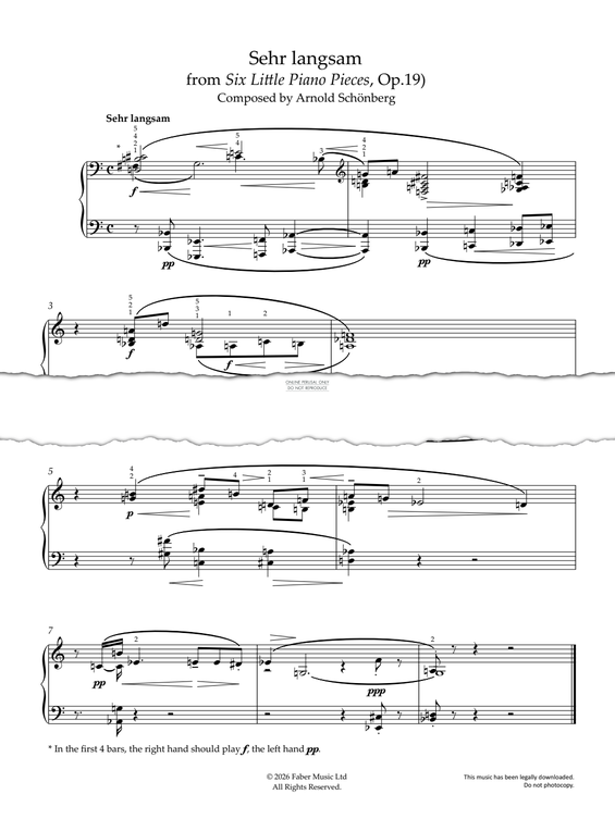 Product picture to: Sehr langsam (from Six Little Piano Pieces, Op.19)
